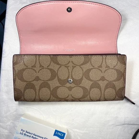 COACH Accordian Wallet Pink and Tan Chic and Functional - Picture 3 of 6